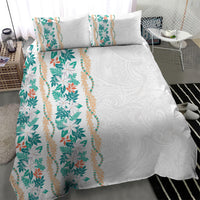 Monstera Tiare Plumeria Bedding Set Teal Polynesian Pattern LT01 - Polynesian Pride