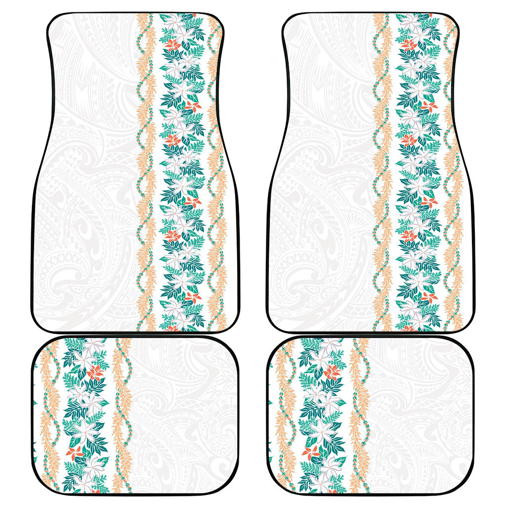 Monstera Tiare Plumeria Car Mats Teal Polynesian Pattern LT01 - Polynesian Pride