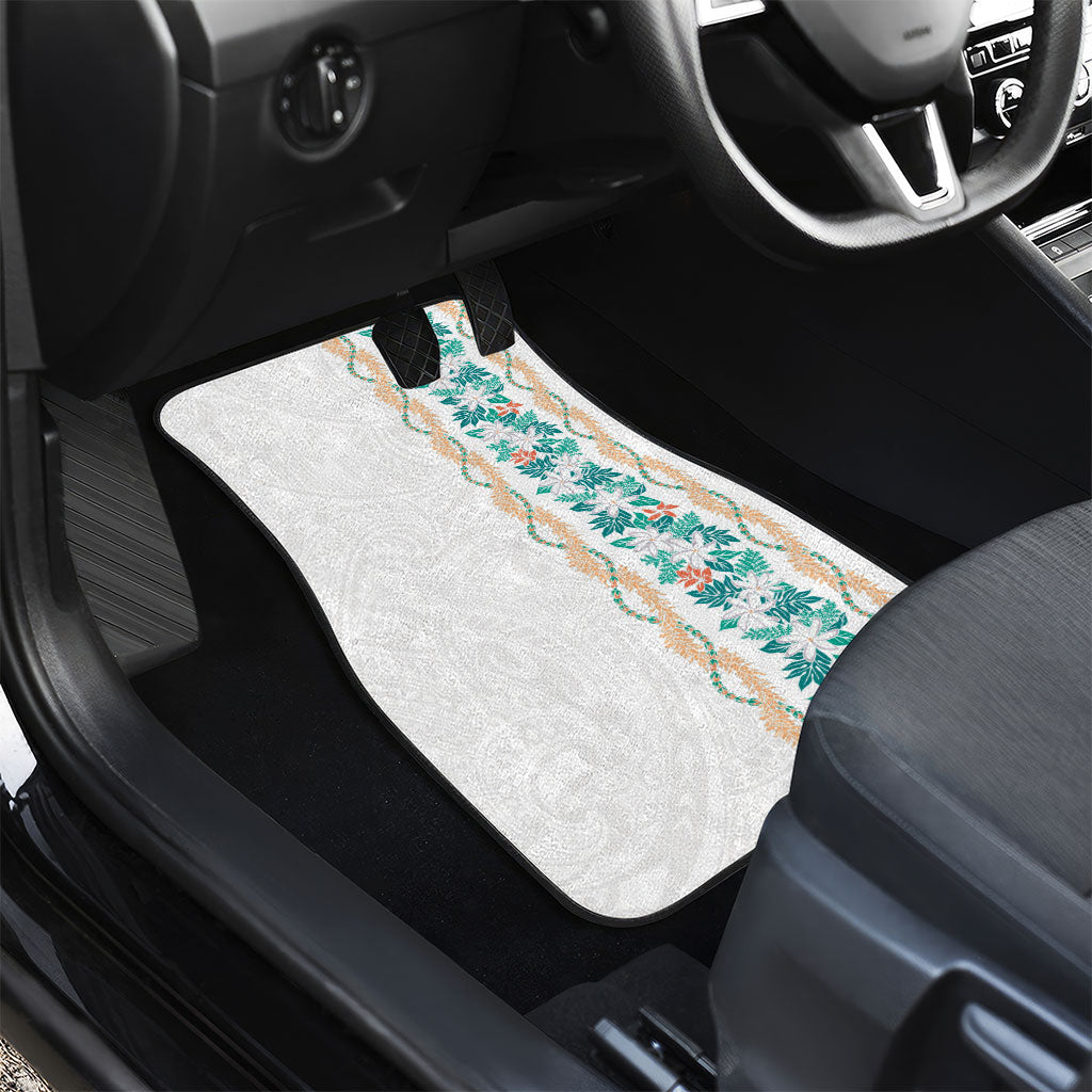Monstera Tiare Plumeria Car Mats Teal Polynesian Pattern LT01 - Polynesian Pride
