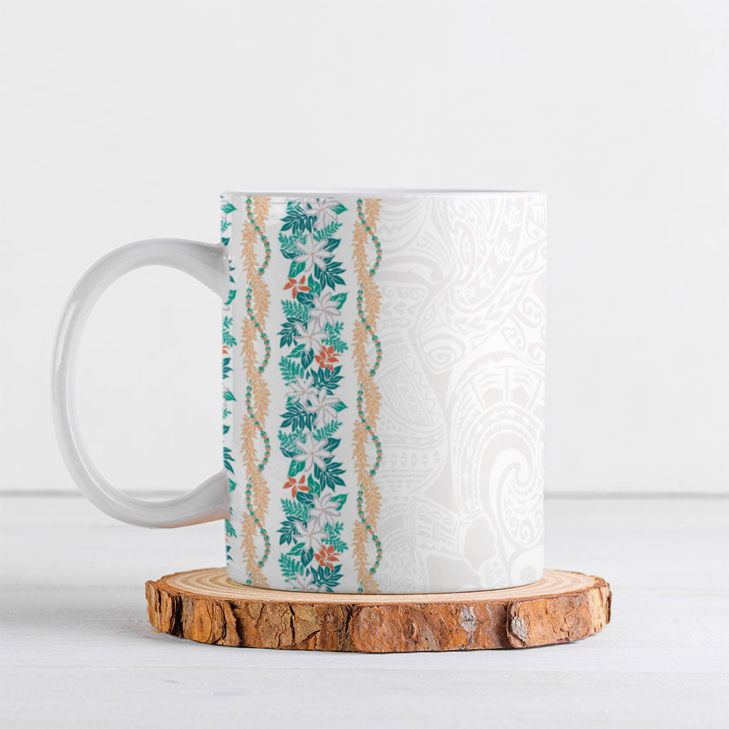 Monstera Tiare Plumeria Ceramic Mug Teal Polynesian Pattern LT01 Teal - Polynesian Pride