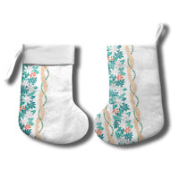 Monstera Tiare Plumeria Christmas Stocking Teal Polynesian Pattern LT01 - Polynesian Pride