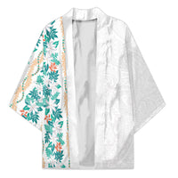 Monstera Tiare Plumeria Kimono Teal Polynesian Pattern LT01 Unisex Teal - Polynesian Pride