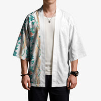 Monstera Tiare Plumeria Kimono Teal Polynesian Pattern LT01 - Polynesian Pride