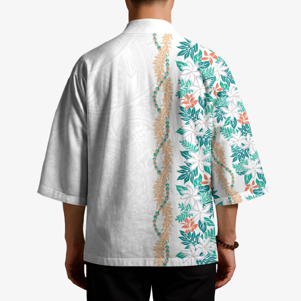 Monstera Tiare Plumeria Kimono Teal Polynesian Pattern LT01 - Polynesian Pride