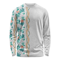 Monstera Tiare Plumeria Long Sleeve Shirt Teal Polynesian Pattern LT01 Unisex Teal - Polynesian Pride