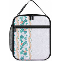 Monstera Tiare Plumeria Lunch Bag Teal Polynesian Pattern LT01 10.2 × 8.3 × 4.3 inch Teal - Polynesian Pride