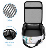 Monstera Tiare Plumeria Lunch Bag Teal Polynesian Pattern LT01 - Polynesian Pride