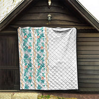 Monstera Tiare Plumeria Quilt Teal Polynesian Pattern LT01 - Polynesian Pride