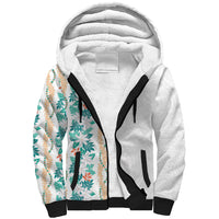 Monstera Tiare Plumeria Sherpa Hoodie Teal Polynesian Pattern LT01 Unisex Teal - Polynesian Pride