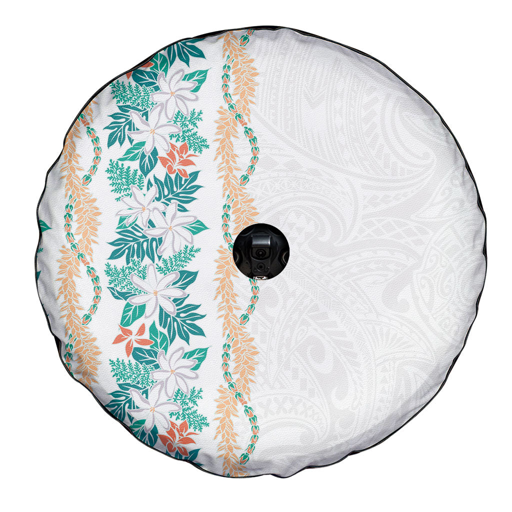 Monstera Tiare Plumeria Spare Tire Cover Teal Polynesian Pattern LT01 - Polynesian Pride