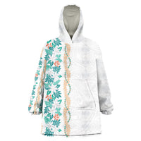 Monstera Tiare Plumeria Wearable Blanket Hoodie Teal Polynesian Pattern LT01 One Size Teal - Polynesian Pride