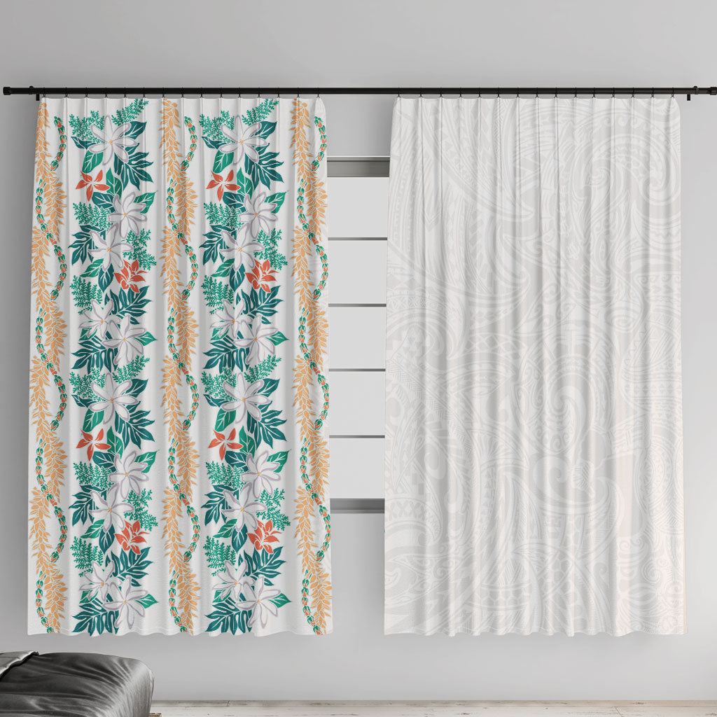 Monstera Tiare Plumeria Window Curtain Teal Polynesian Pattern LT01 With Hooks Teal - Polynesian Pride