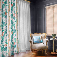 Monstera Tiare Plumeria Window Curtain Teal Polynesian Pattern LT01 - Polynesian Pride
