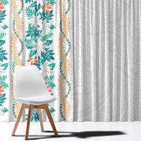 Monstera Tiare Plumeria Window Curtain Teal Polynesian Pattern LT01 - Polynesian Pride