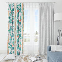 Monstera Tiare Plumeria Window Curtain Teal Polynesian Pattern LT01 - Polynesian Pride