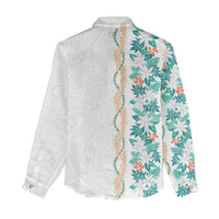 Monstera Tiare Plumeria Women Casual Shirt Teal Polynesian Pattern LT01 - Polynesian Pride