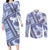 Hawaii Quilt Couples Matching Long Sleeve Bodycon Dress and Long Sleeve Button Shirt Kakau Polynesian Pattern Blue Version LT01 Blue - Polynesian Pride