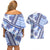 Hawaii Quilt Couples Matching Off Shoulder Short Dress and Hawaiian Shirt Kakau Polynesian Pattern Blue Version LT01 - Polynesian Pride