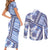 Hawaii Quilt Couples Matching Short Sleeve Bodycon Dress and Long Sleeve Button Shirt Kakau Polynesian Pattern Blue Version LT01 - Polynesian Pride