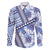 Hawaii Quilt Family Matching Puletasi Dress and Hawaiian Shirt Kakau Polynesian Pattern Blue Version LT01 Dad's Shirt - Long Sleeve Blue - Polynesian Pride