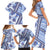 Hawaii Quilt Family Matching Short Sleeve Bodycon Dress and Hawaiian Shirt Kakau Polynesian Pattern Blue Version LT01 - Polynesian Pride