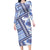 Hawaii Quilt Long Sleeve Bodycon Dress Kakau Polynesian Pattern Blue Version LT01 Long Dress Blue - Polynesian Pride