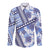 Hawaii Quilt Long Sleeve Button Shirt Kakau Polynesian Pattern Blue Version LT01 Unisex Blue - Polynesian Pride