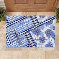Hawaii Quilt Rubber Doormat Kakau Polynesian Pattern Blue Version LT01 - Polynesian Pride