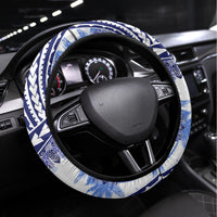 Hawaii Quilt Steering Wheel Cover Kakau Polynesian Pattern Blue Version LT01 Universal Fit Blue - Polynesian Pride