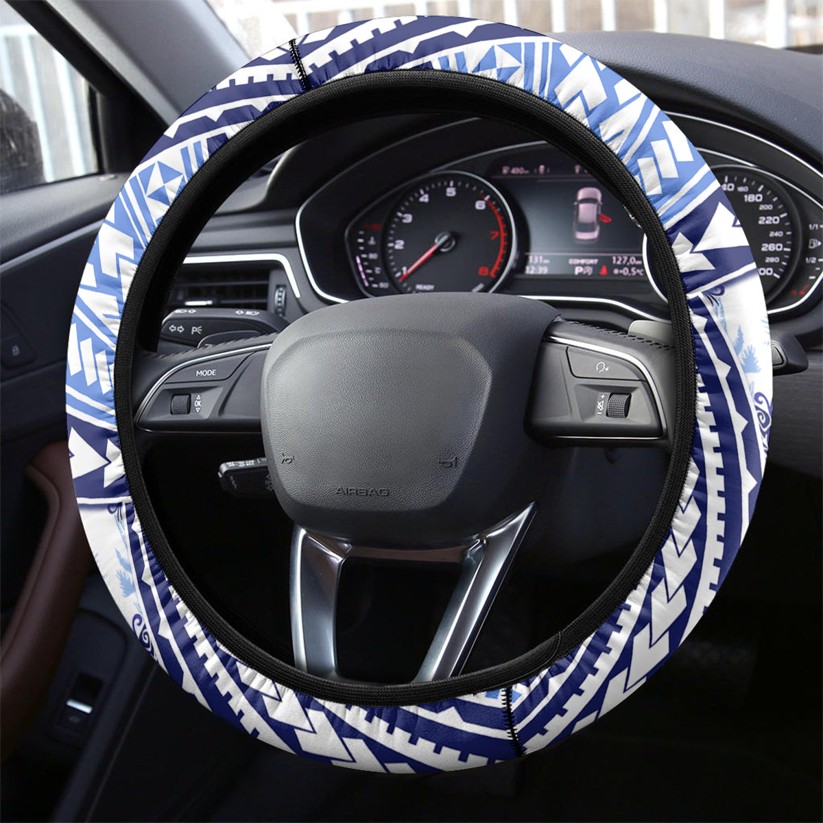 Hawaii Quilt Steering Wheel Cover Kakau Polynesian Pattern Blue Version LT01 - Polynesian Pride