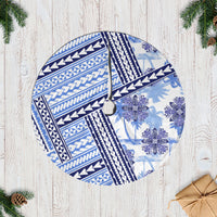 Hawaii Quilt Tree Skirt Kakau Polynesian Pattern Blue Version LT01 Casual Tree Skirts Blue - Polynesian Pride