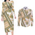 Hawaii Quilt Couples Matching Long Sleeve Bodycon Dress and Long Sleeve Button Shirt Kakau Polynesian Pattern Gold Version LT01 Gold - Polynesian Pride