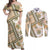 Hawaii Quilt Couples Matching Off Shoulder Maxi Dress and Long Sleeve Button Shirt Kakau Polynesian Pattern Gold Version LT01 Gold - Polynesian Pride