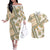 Hawaii Quilt Couples Matching Off The Shoulder Long Sleeve Dress and Hawaiian Shirt Kakau Polynesian Pattern Gold Version LT01 Gold - Polynesian Pride