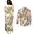 Hawaii Quilt Couples Matching Puletasi Dress and Long Sleeve Button Shirt Kakau Polynesian Pattern Gold Version LT01 - Polynesian Pride