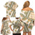 Hawaii Quilt Family Matching Off Shoulder Short Dress and Hawaiian Shirt Kakau Polynesian Pattern Gold Version LT01 - Polynesian Pride