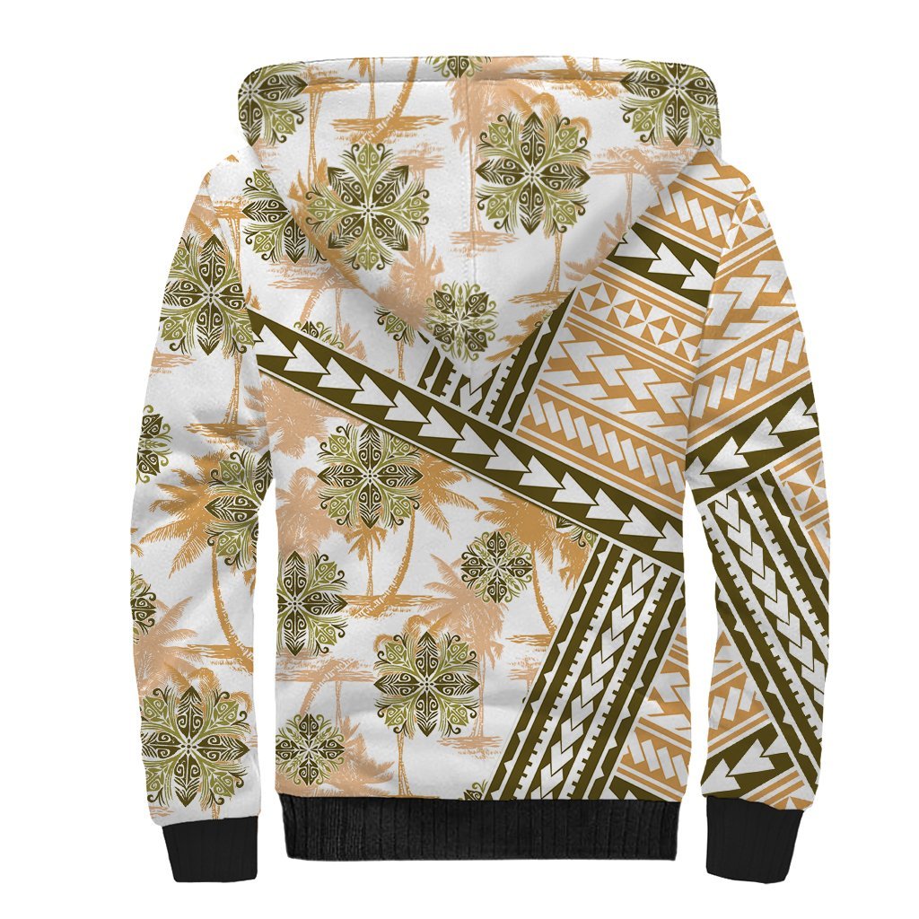 Hawaii Quilt Sherpa Hoodie Kakau Polynesian Pattern Gold Version LT01 - Polynesian Pride