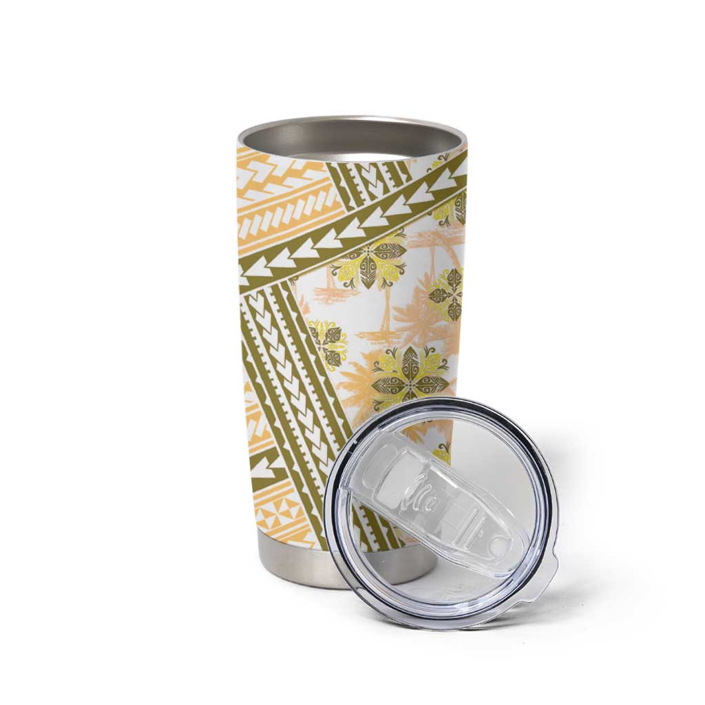 Hawaii Quilt Tumbler Cup Kakau Polynesian Pattern Gold Version LT01 - Polynesian Pride