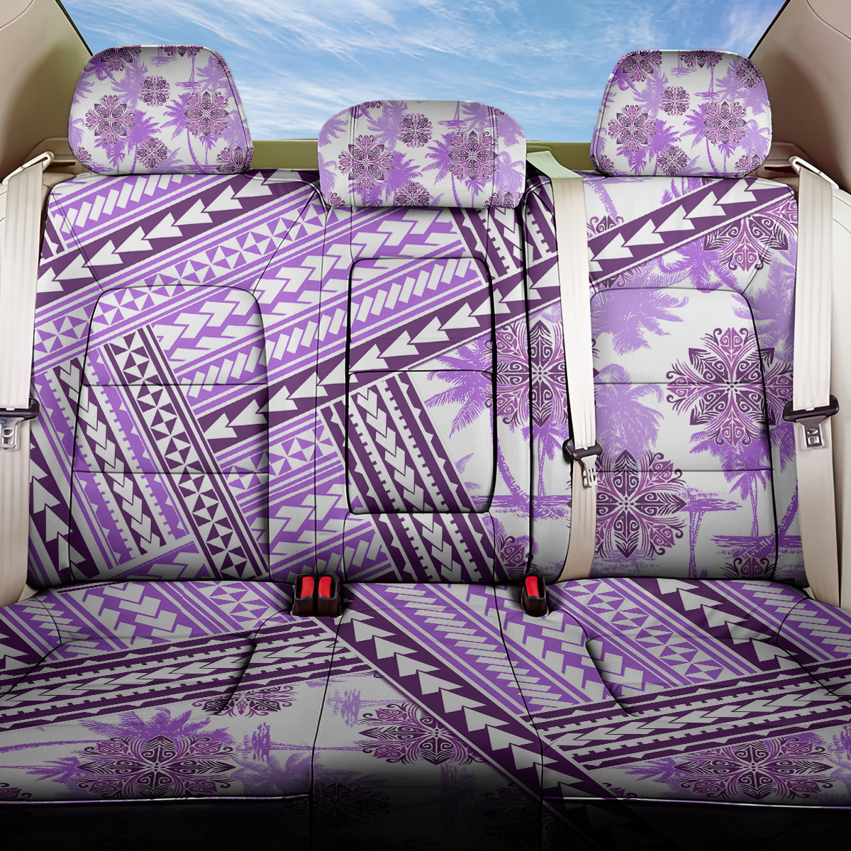 Hawaii Quilt Back Car Seat Cover Kakau Polynesian Pattern Lilac Version LT01 One Size Purple - Polynesian Pride
