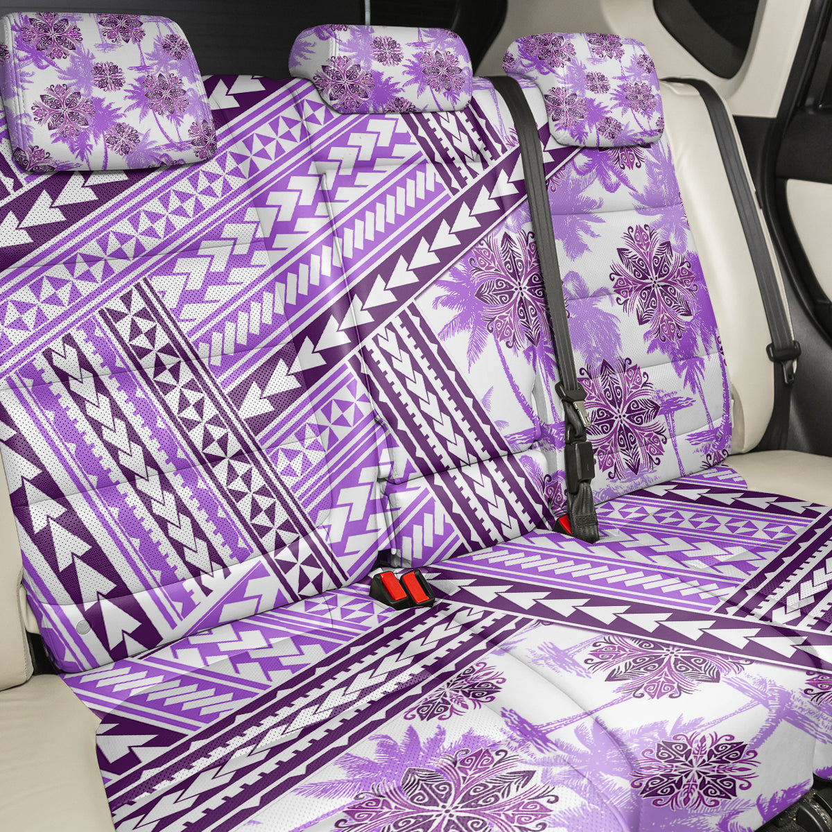 Hawaii Quilt Back Car Seat Cover Kakau Polynesian Pattern Lilac Version LT01 - Polynesian Pride