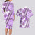 Hawaii Quilt Couples Matching Long Sleeve Bodycon Dress and Hawaiian Shirt Kakau Polynesian Pattern Lilac Version LT01 - Polynesian Pride