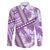 Hawaii Quilt Family Matching Mermaid Dress and Hawaiian Shirt Kakau Polynesian Pattern Lilac Version LT01 Dad's Shirt - Long Sleeve Purple - Polynesian Pride