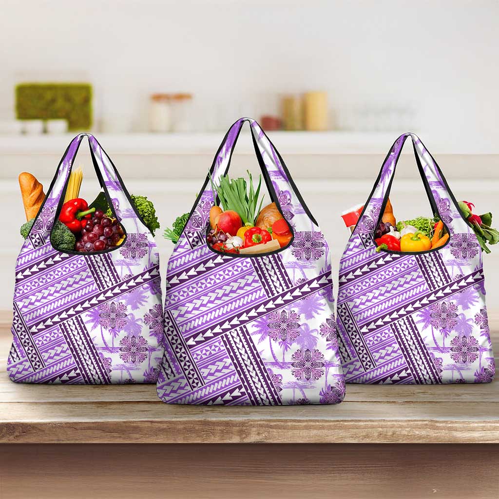 Hawaii Quilt Grocery Bag Kakau Polynesian Pattern Lilac Version LT01 3-pack One Size Purple - Polynesian Pride