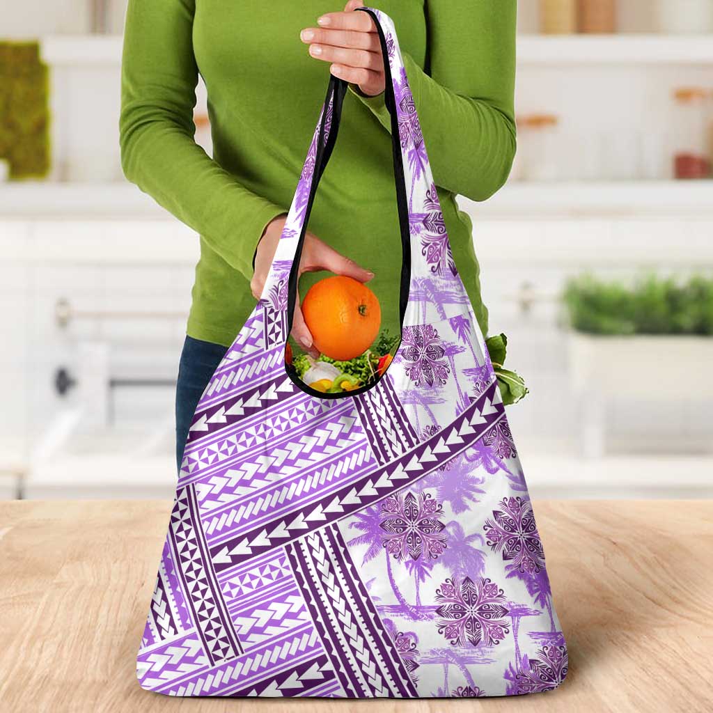 Hawaii Quilt Grocery Bag Kakau Polynesian Pattern Lilac Version LT01 - Polynesian Pride