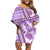 Hawaii Quilt Off Shoulder Short Dress Kakau Polynesian Pattern Lilac Version LT01 Women Purple - Polynesian Pride