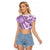 Hawaii Quilt Raglan Cropped T Shirt Kakau Polynesian Pattern Lilac Version LT01 Female Purple - Polynesian Pride