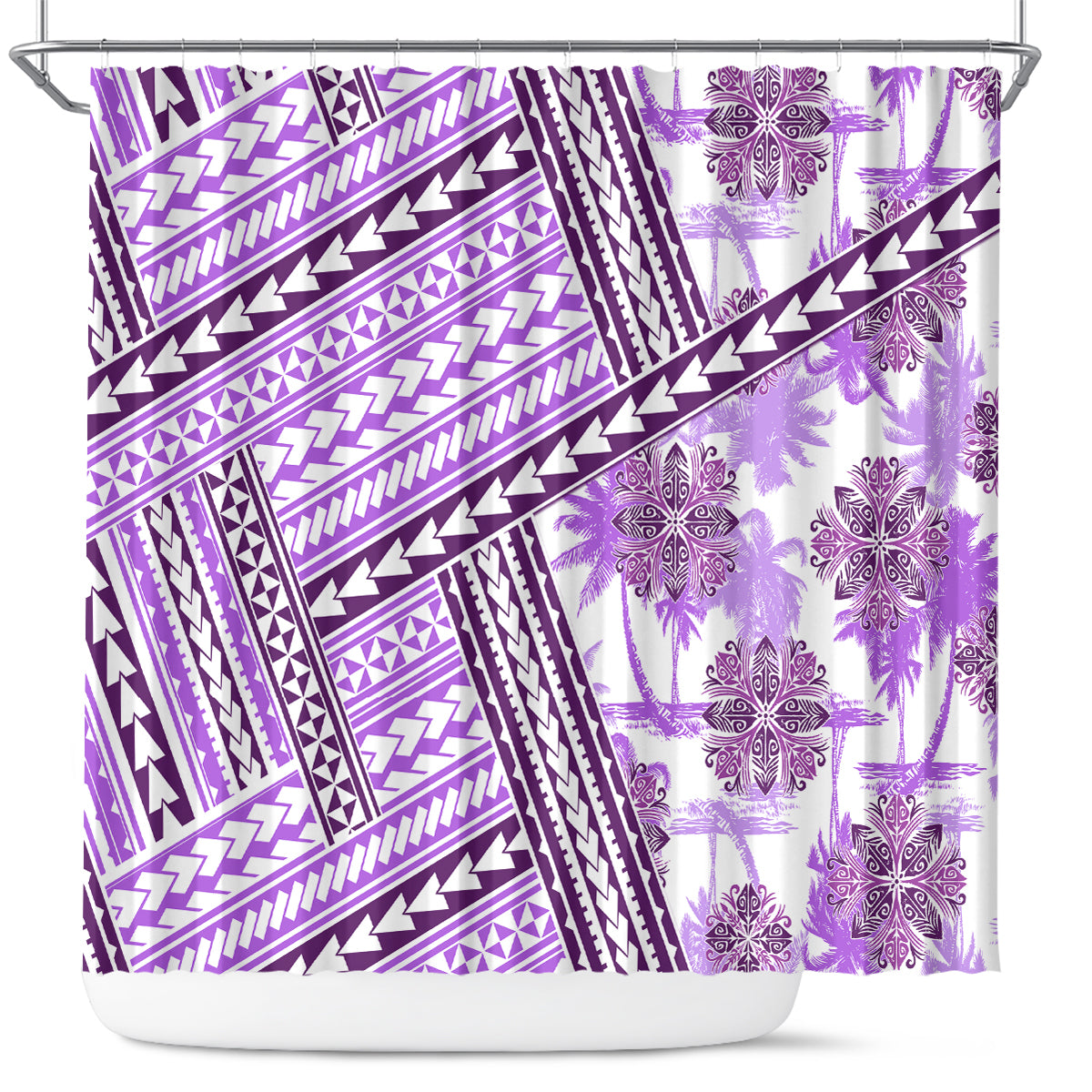 Hawaii Quilt Shower Curtain Kakau Polynesian Pattern Lilac Version LT01 Purple - Polynesian Pride