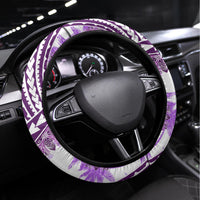 Hawaii Quilt Steering Wheel Cover Kakau Polynesian Pattern Lilac Version LT01 Universal Fit Purple - Polynesian Pride