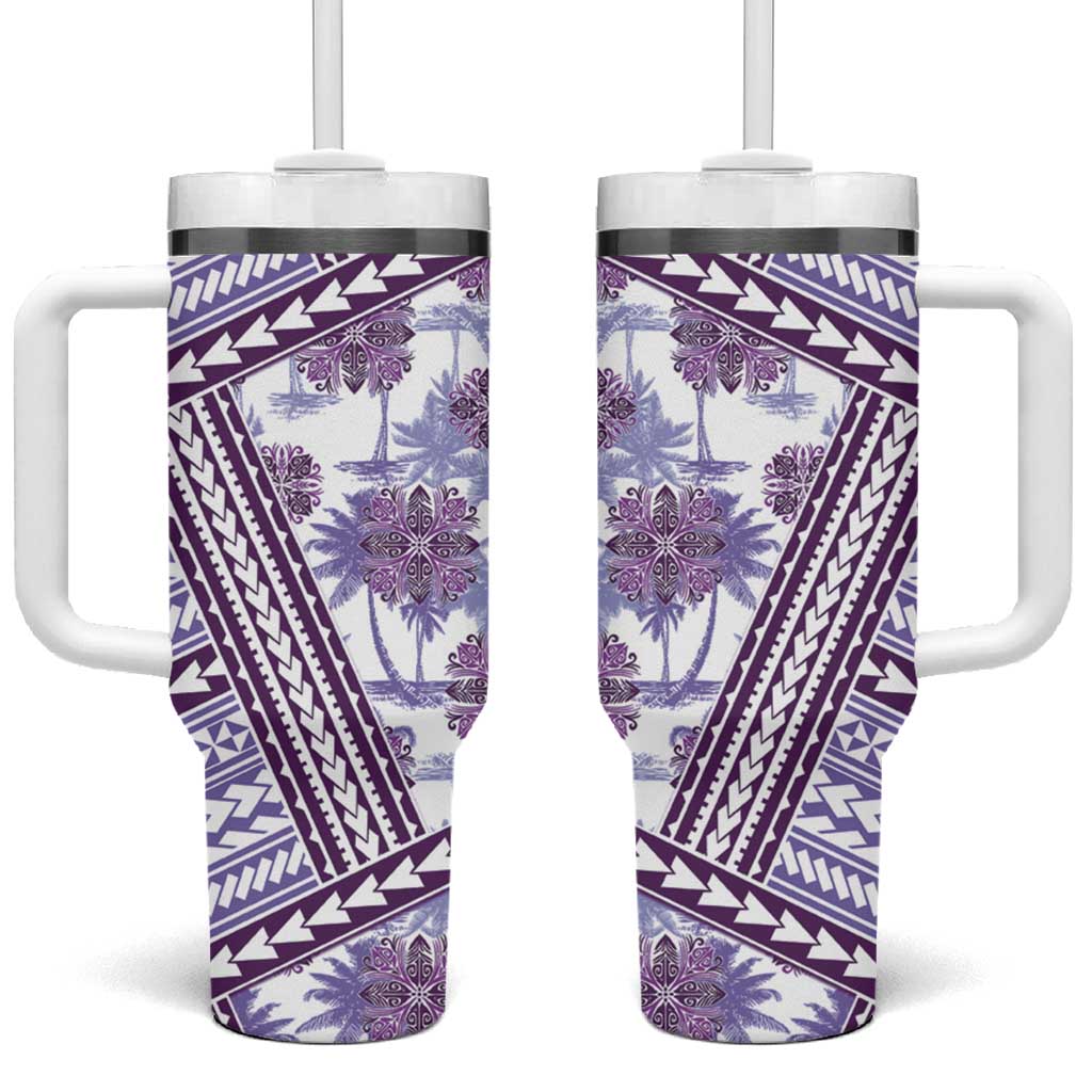 Hawaii Quilt Tumbler With Handle Kakau Polynesian Pattern Lilac Version LT01 One Size: 40 oz Purple - Polynesian Pride