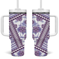 Hawaii Quilt Tumbler With Handle Kakau Polynesian Pattern Lilac Version LT01 One Size: 40 oz Purple - Polynesian Pride